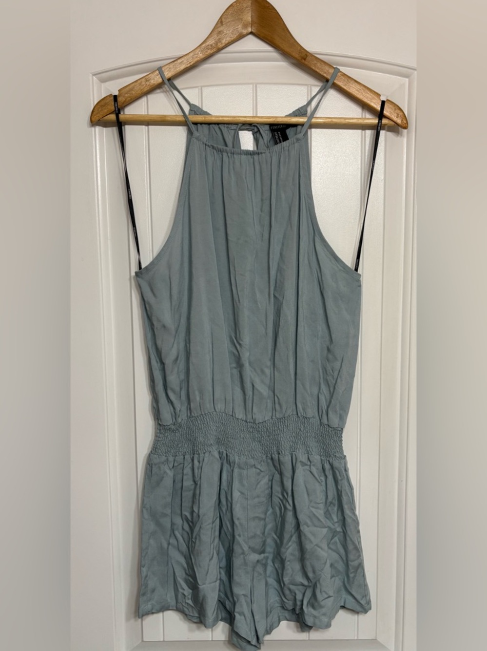 Light Slate Blue Halter Smocked Waist romper size Medium